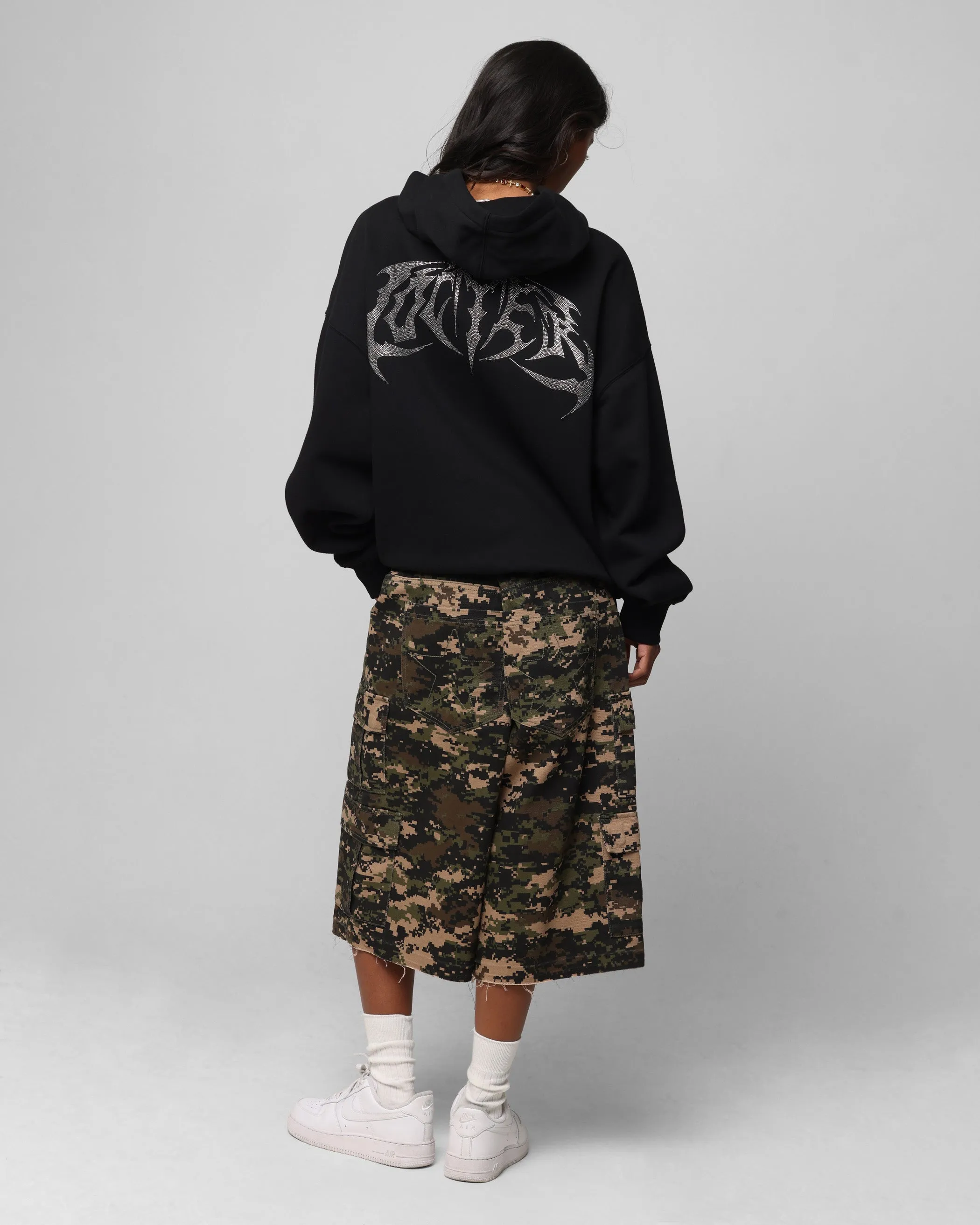 Loiter Metal Rhinestone Hoodie Black