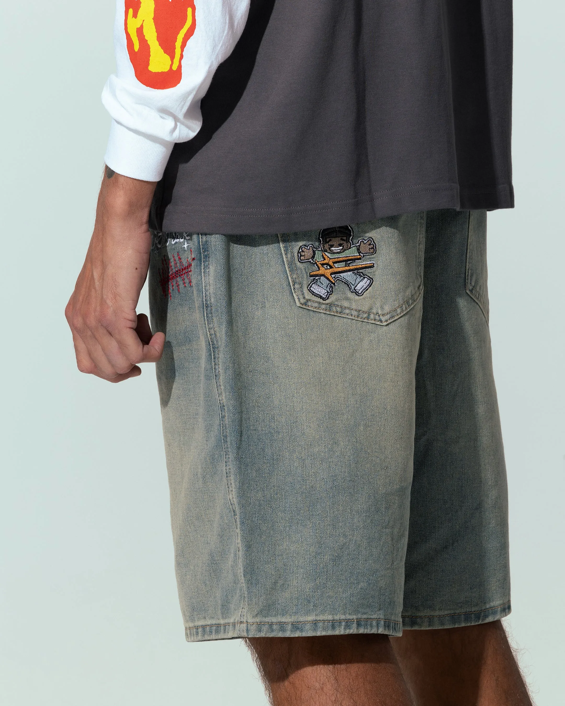 Loiter Sk8 Jorts Washed Blue