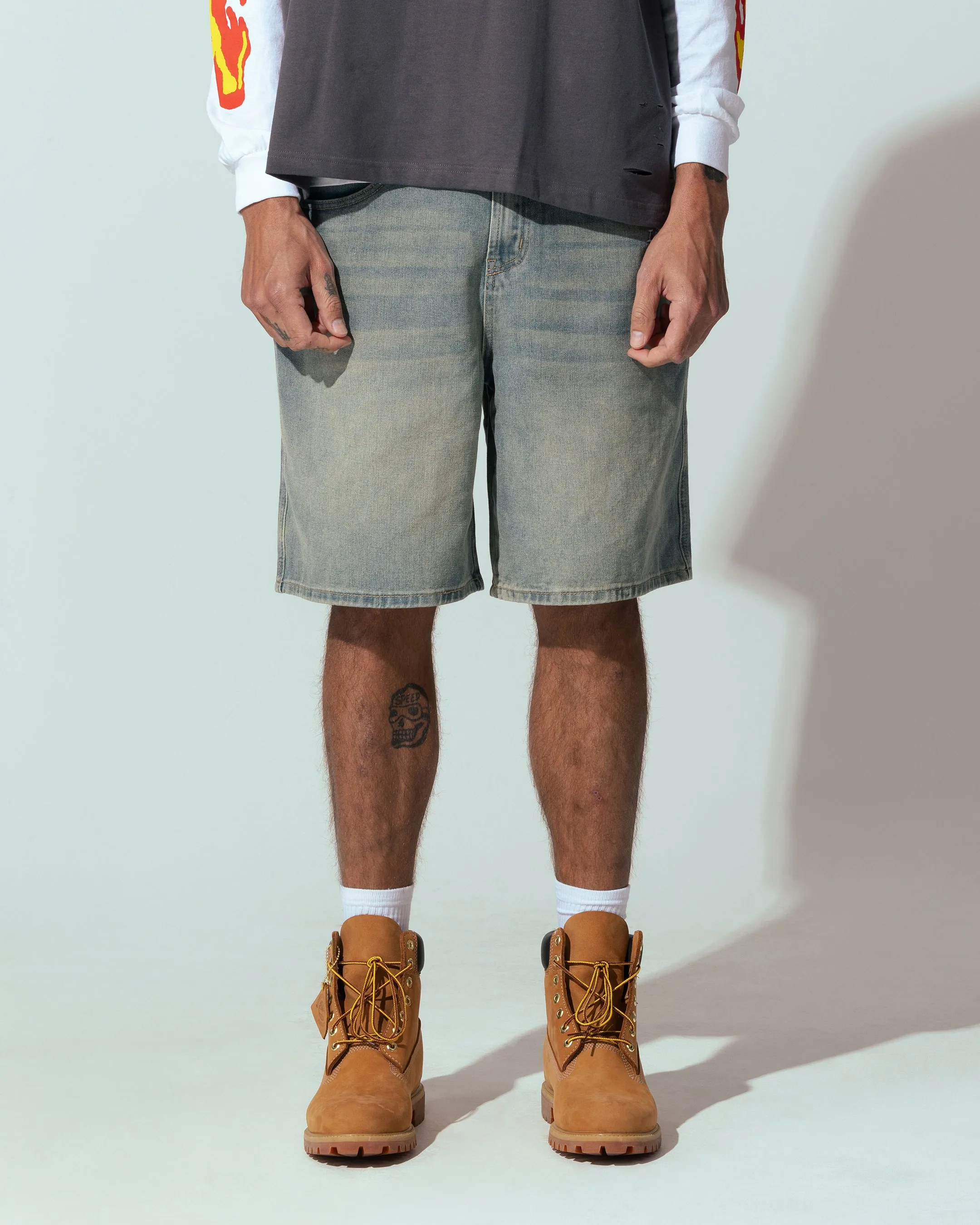 Loiter Sk8 Jorts Washed Blue