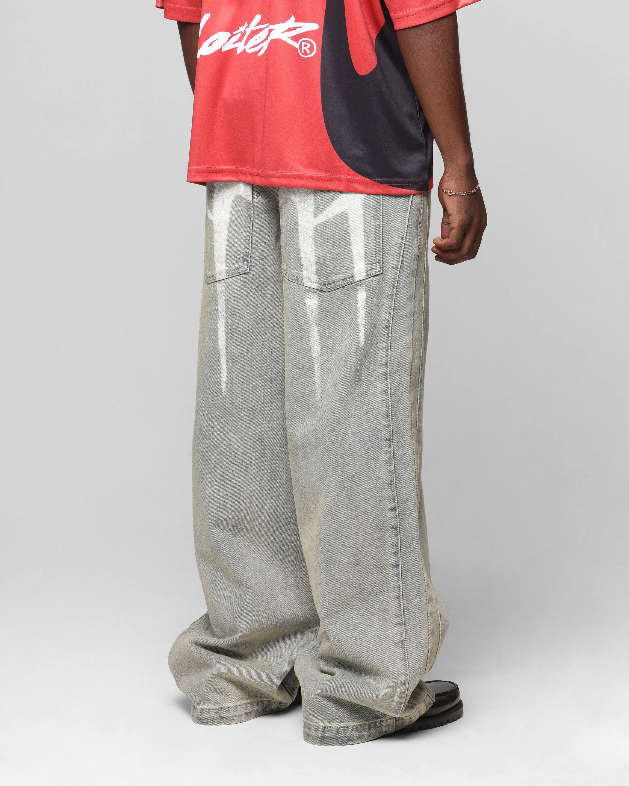 Loiter Star Walker Wide Leg Jean Washed Blue