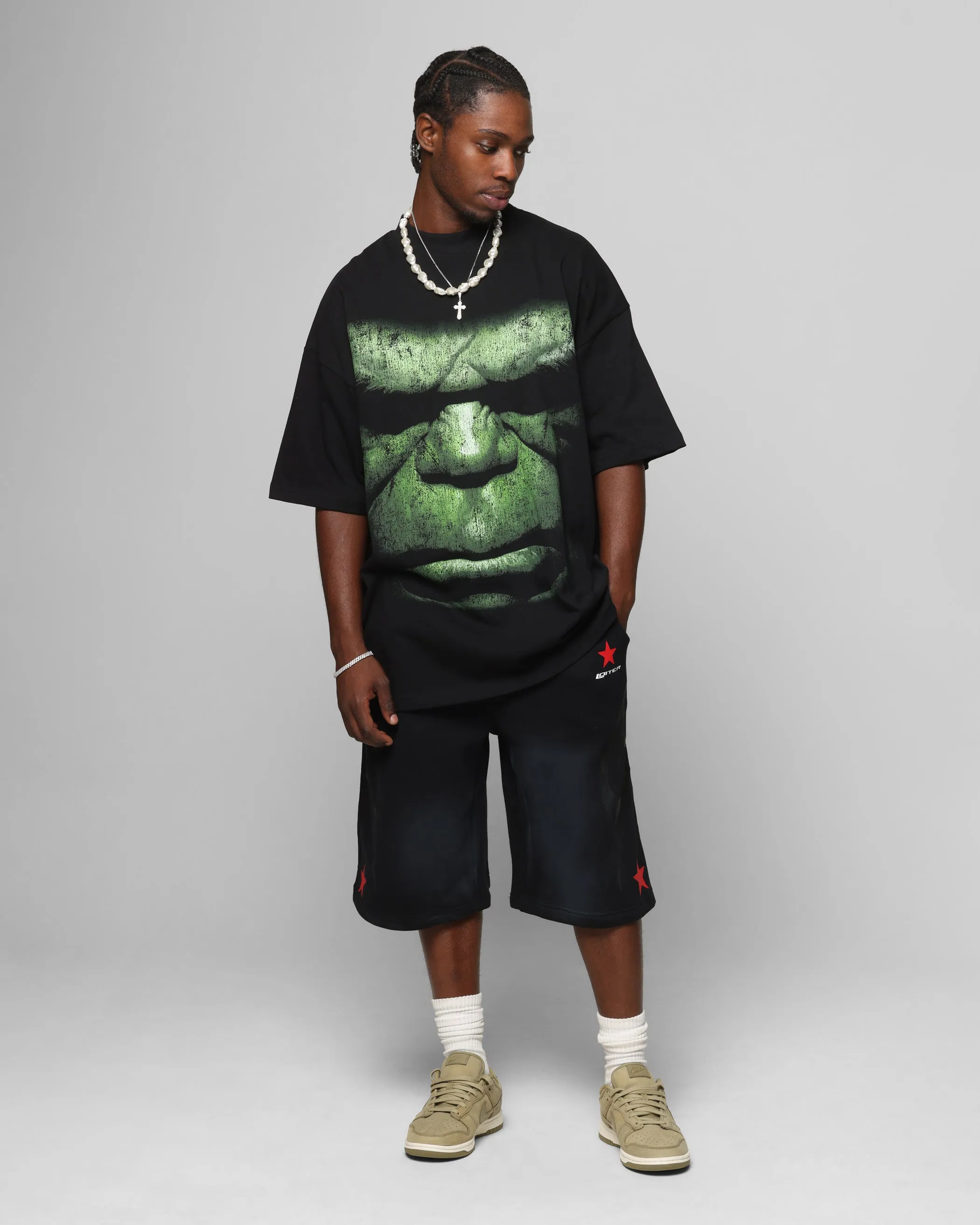 Loiter Trackstar Sweat Shorts Washed Black