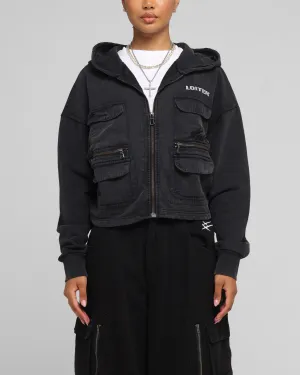 Loiter Women's Utility Cropped Hoodie Washed Black
