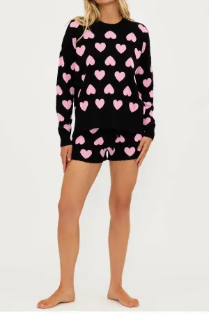 Love Hearts Balboa Shorts In Black/pink