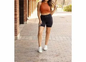 Maggie Regular Waistband Biker Shorts 5" In Black