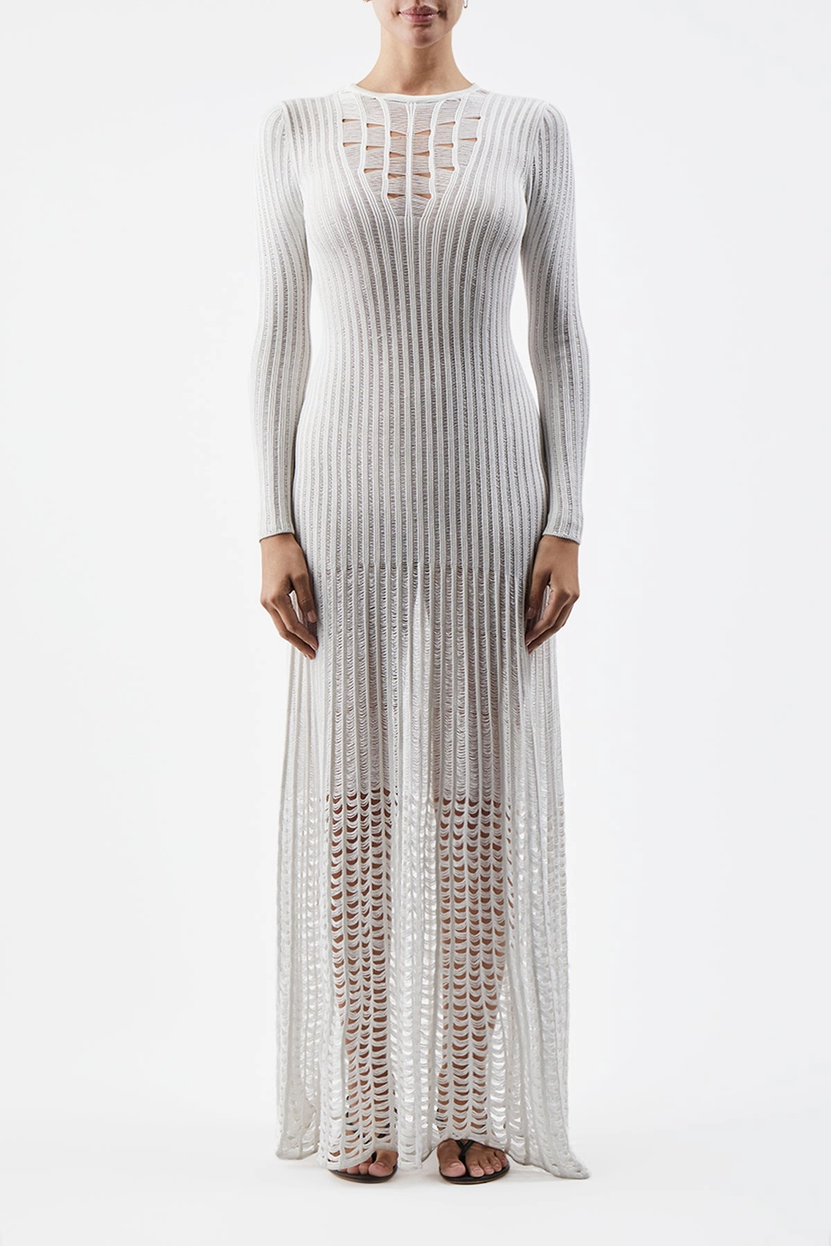 Maia Knit Dress in Ivory Shappe Silk