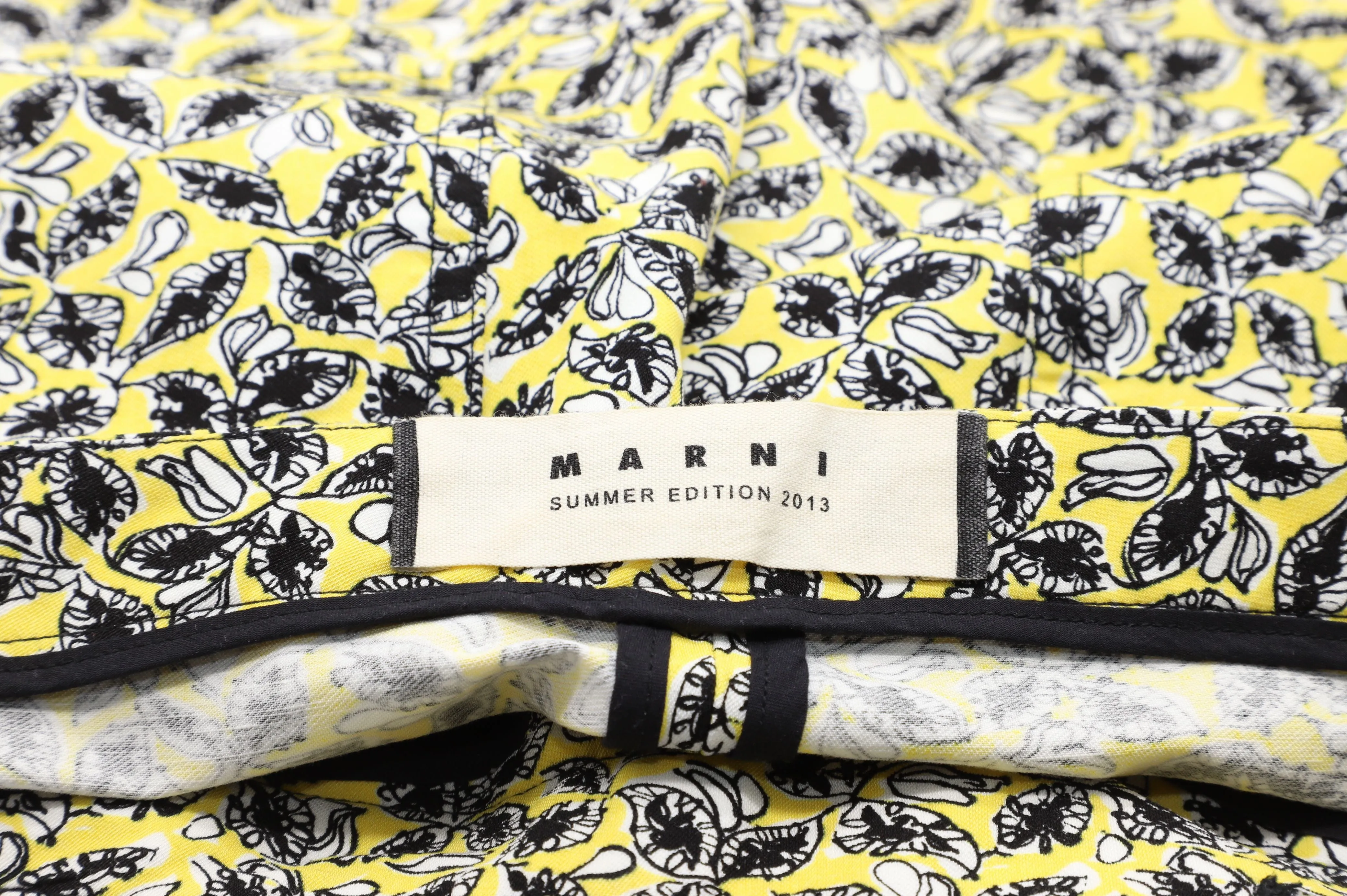 Marni Printed City Shorts in Yellow Linen