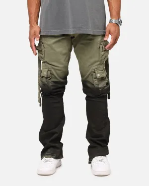 MNML B569 Cargo Flare Denim Jeans Olive/Black