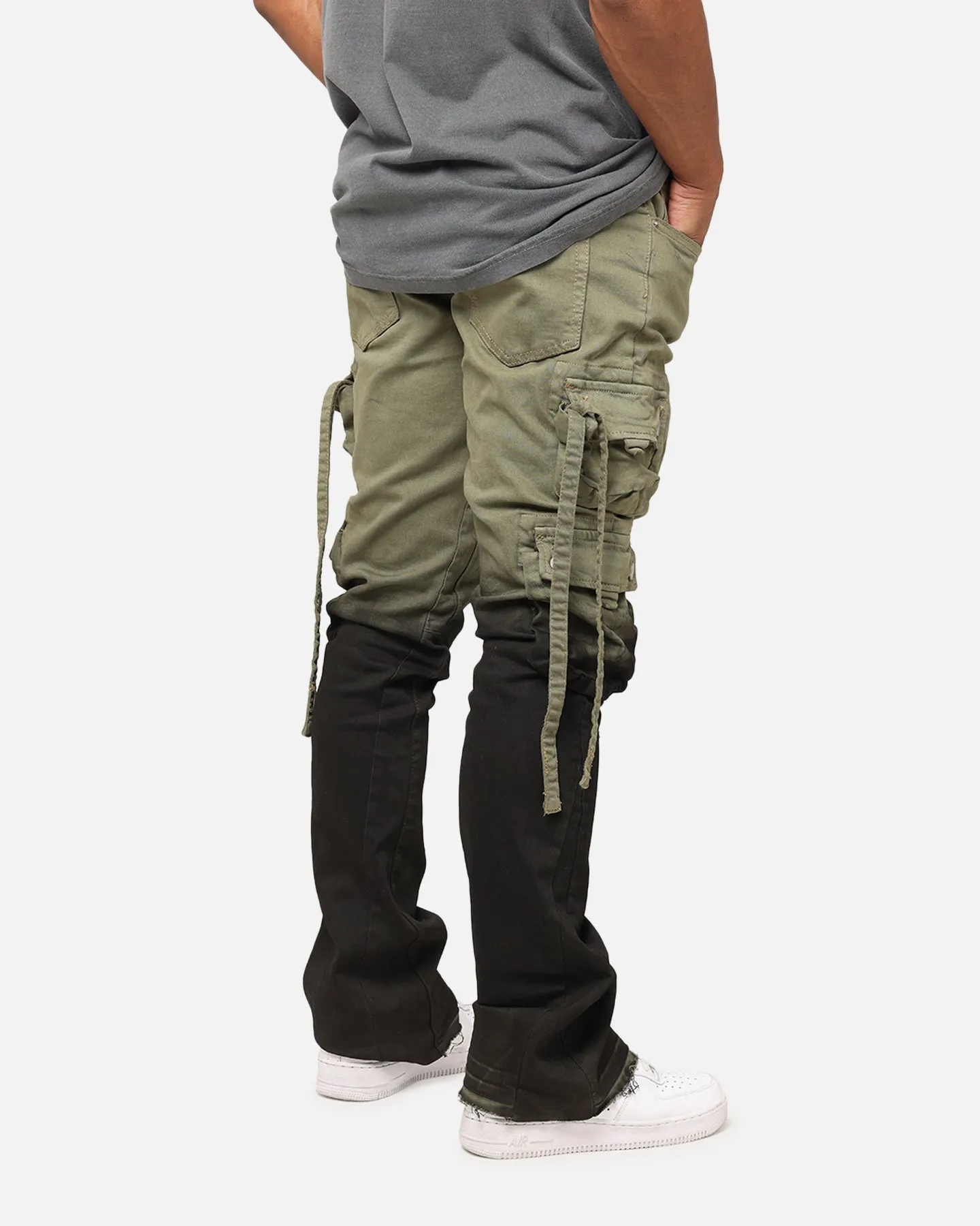 MNML B569 Cargo Flare Denim Jeans Olive/Black