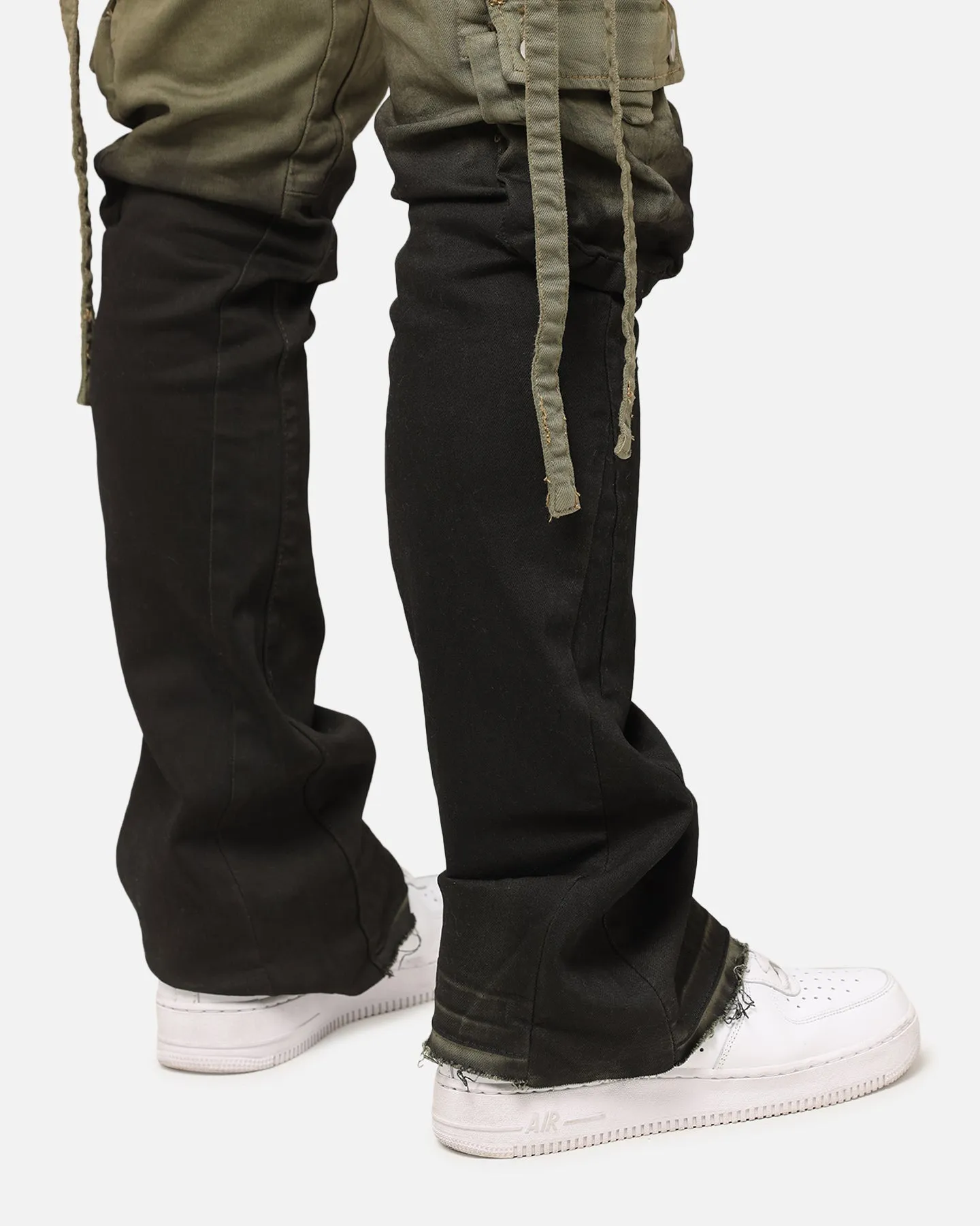 MNML B569 Cargo Flare Denim Jeans Olive/Black