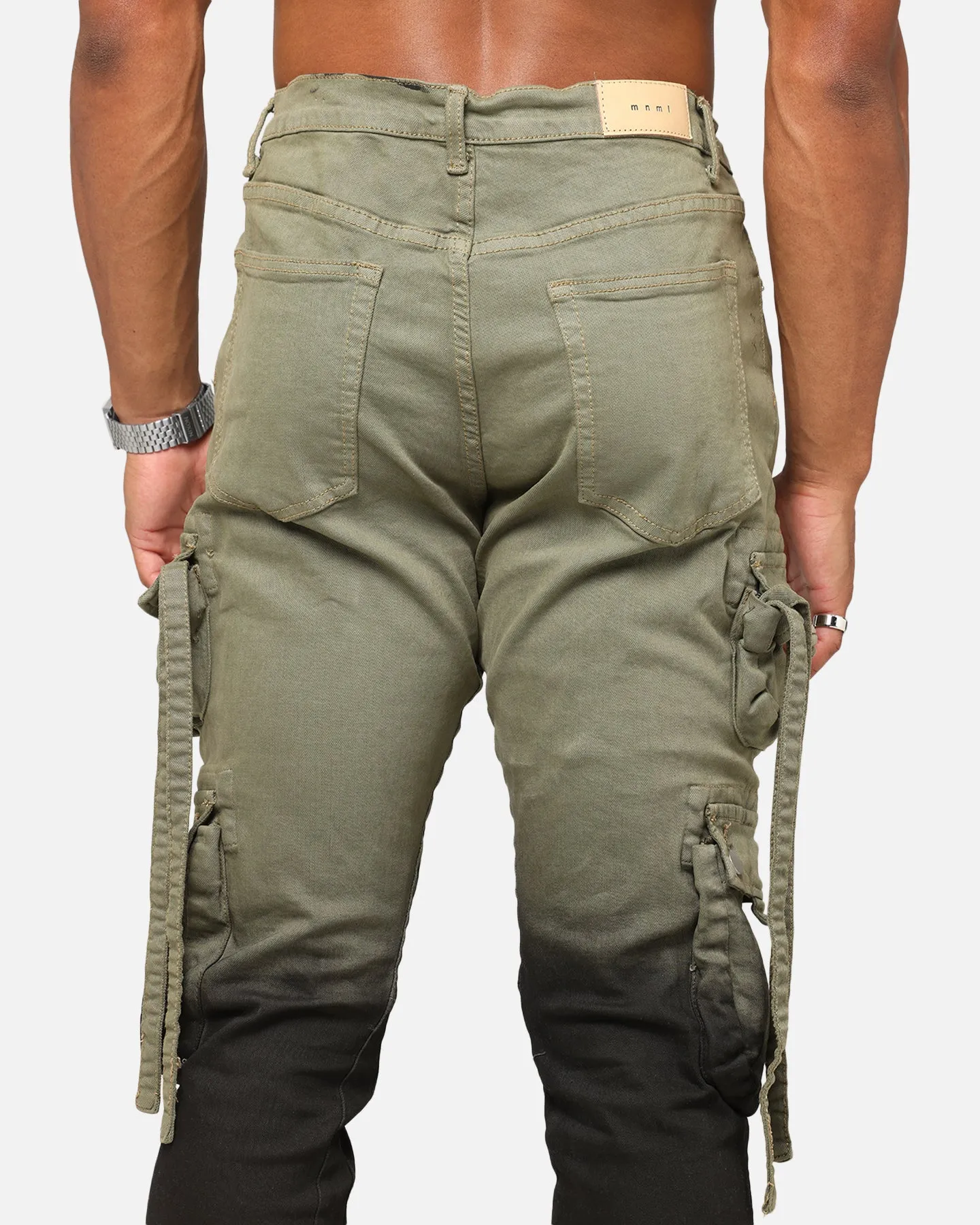 MNML B569 Cargo Flare Denim Jeans Olive/Black