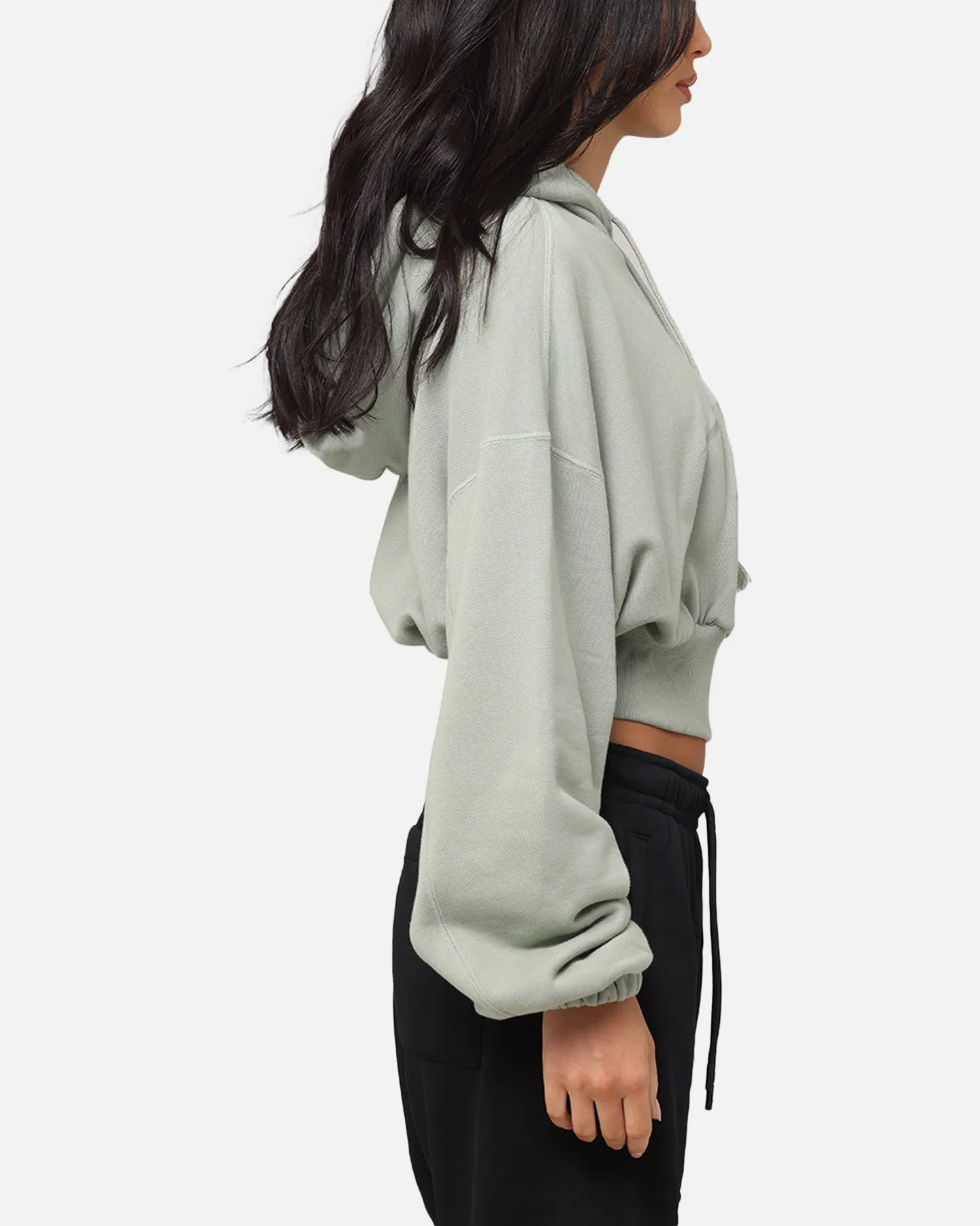 Nike Women's Sportswear Oversized Cropped Fleece Pullover Hoodie Jade Horizon