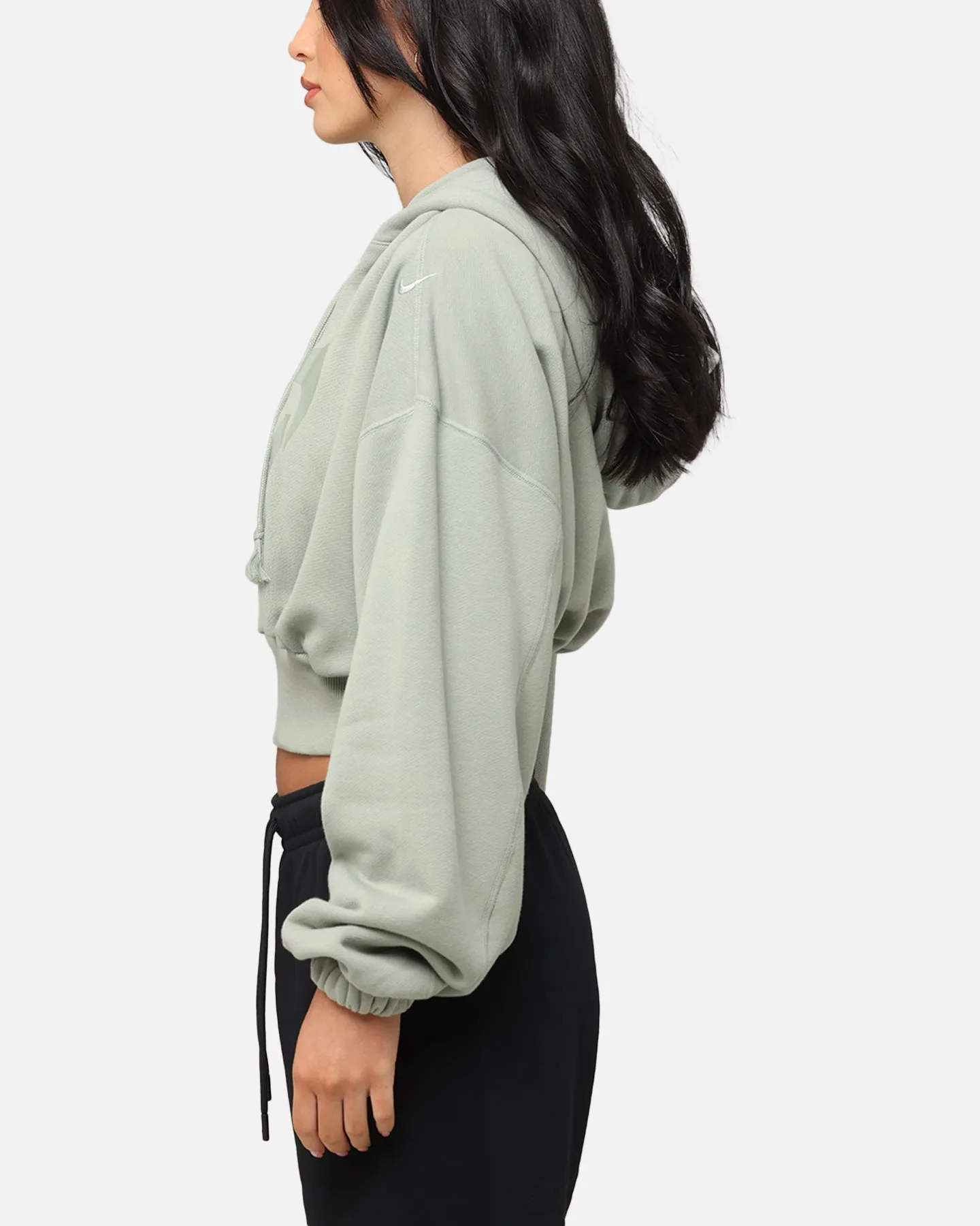 Nike Women's Sportswear Oversized Cropped Fleece Pullover Hoodie Jade Horizon