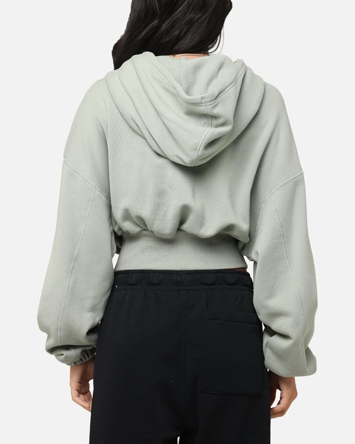 Nike Women's Sportswear Oversized Cropped Fleece Pullover Hoodie Jade Horizon