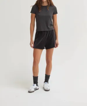Noa Velour Shorts In Vintage Black