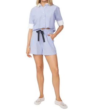 Pinstripe Paperbag Short In Sport Blue