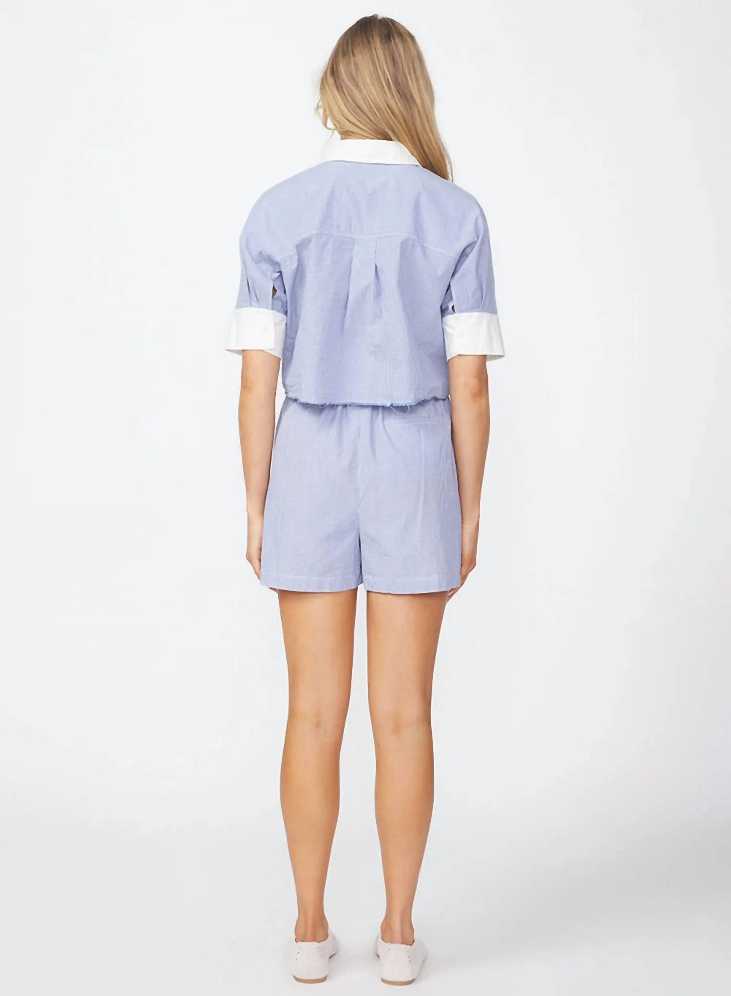Pinstripe Paperbag Short In Sport Blue