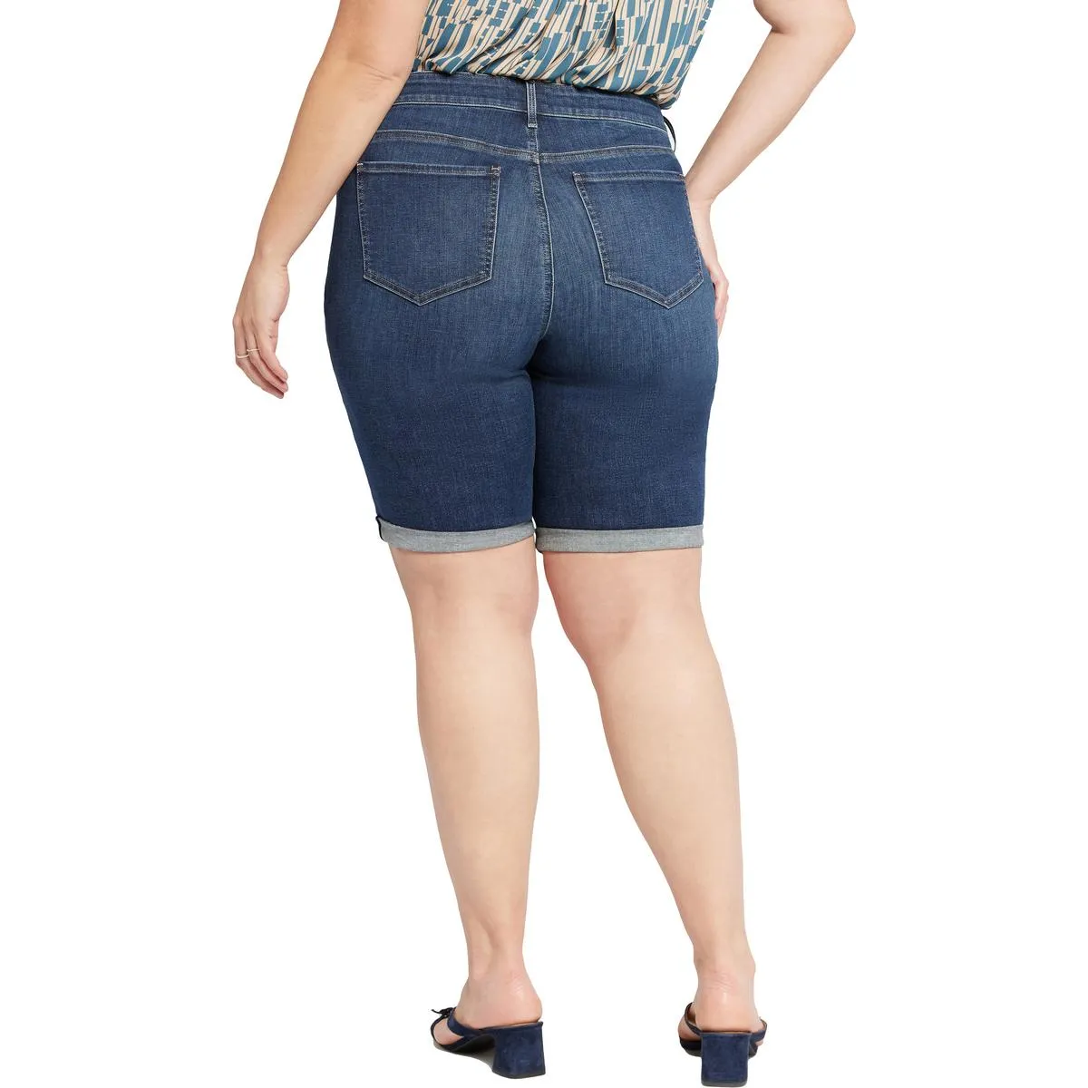 Plus Briella Womens Cuffed Denim Denim Shorts