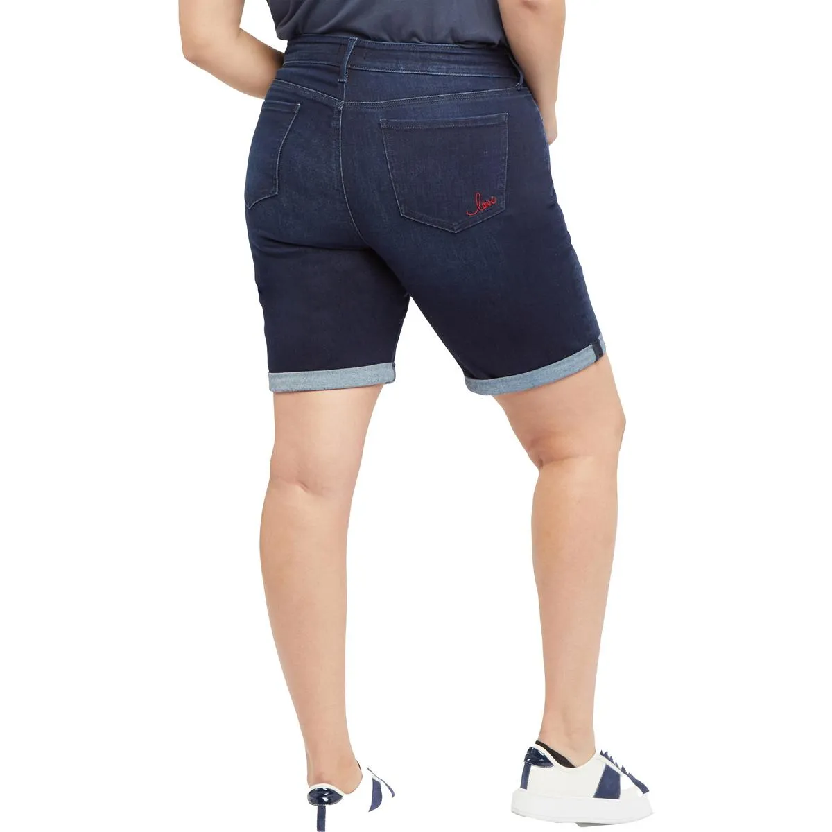 Plus Ella Womens Cuffed Denim Denim Shorts