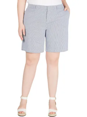 Plus Hollywood Womens Knee Length Pinstripe Khaki, Chino Shorts