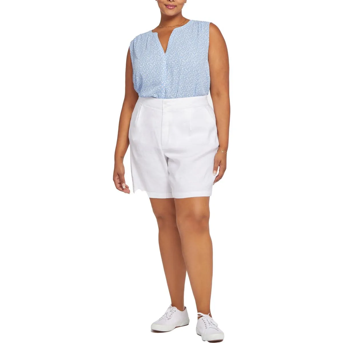 Plus Womens Linen Blend Linen Bermuda Shorts
