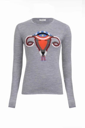 Ram-Ovaries Knit Sweater in Grey Merino Wool