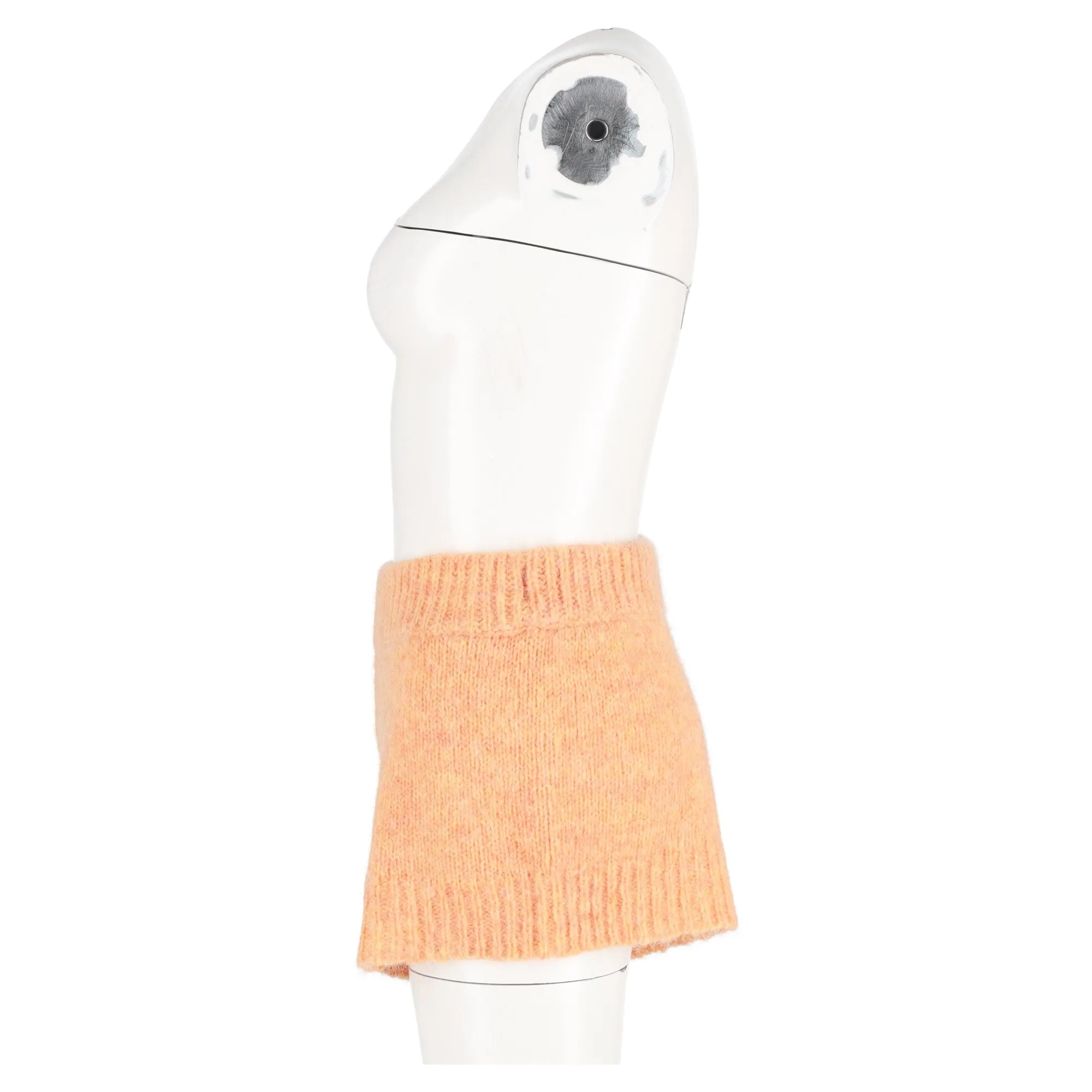 Rotate Birger Christensen High-Waist Knit Shorts in Orange Wool