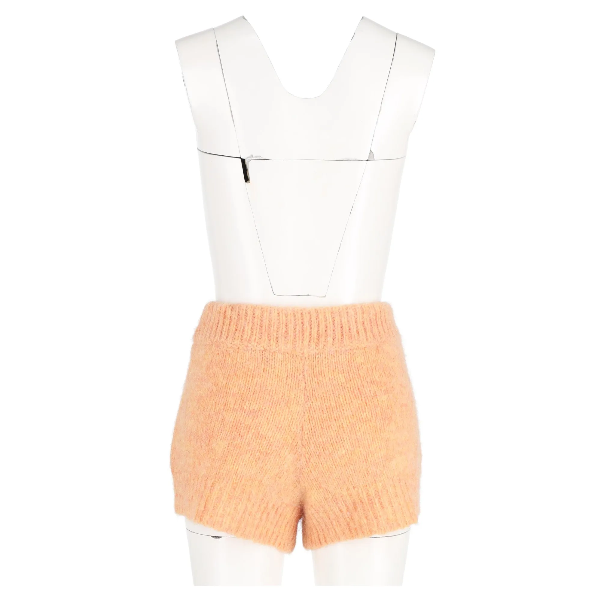 Rotate Birger Christensen High-Waist Knit Shorts in Orange Wool