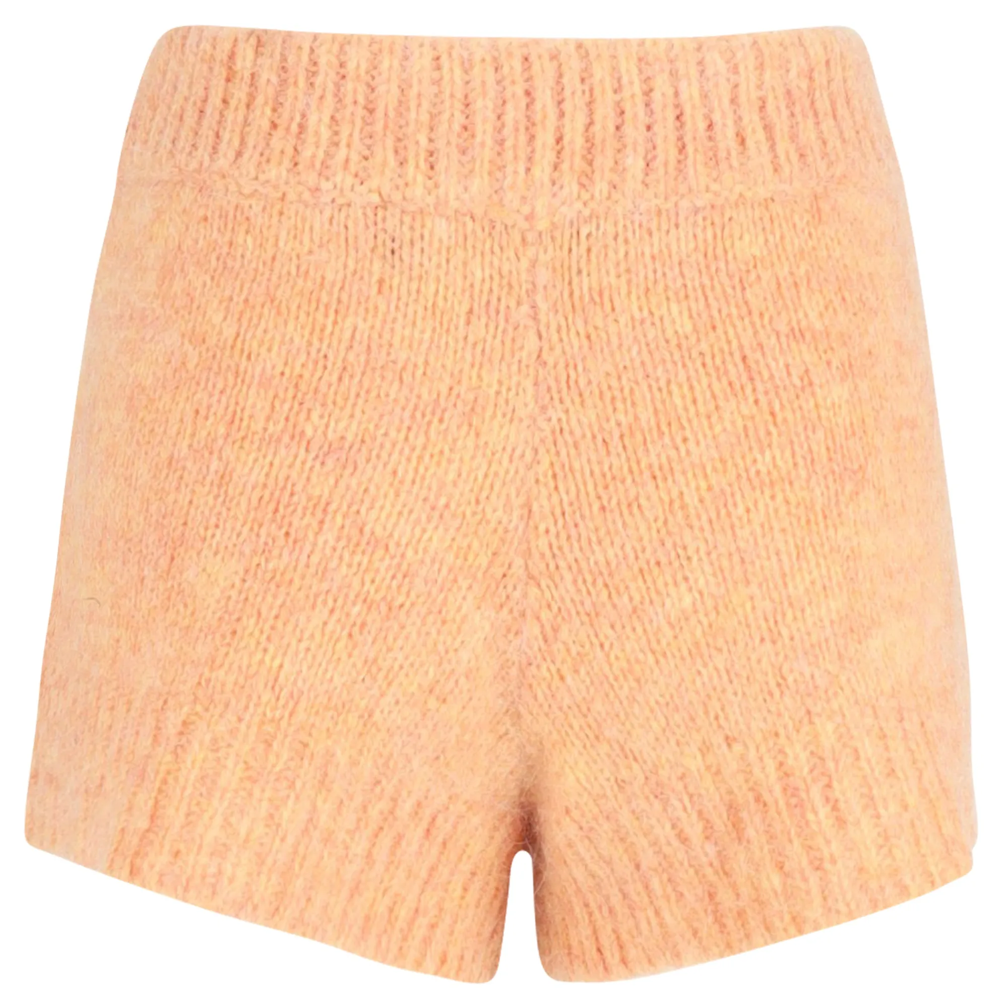Rotate Birger Christensen High-Waist Knit Shorts in Orange Wool