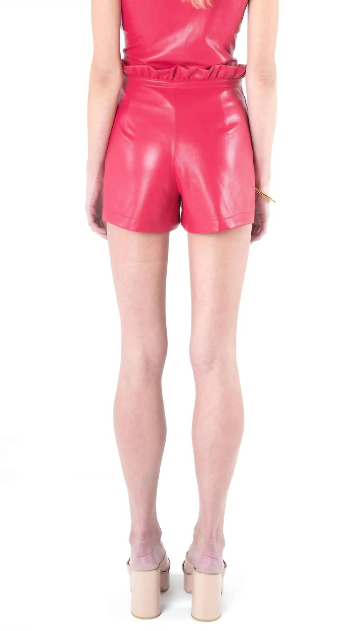 Ruffle Short In Rose Red