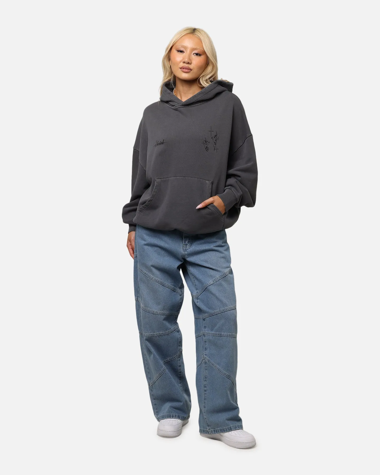 Saint Morta Destiny Rising Boxy Hoodie Washed Black