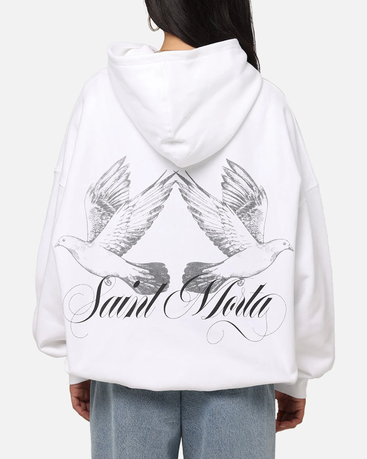 Saint Morta Doves Boxy Hoodie White