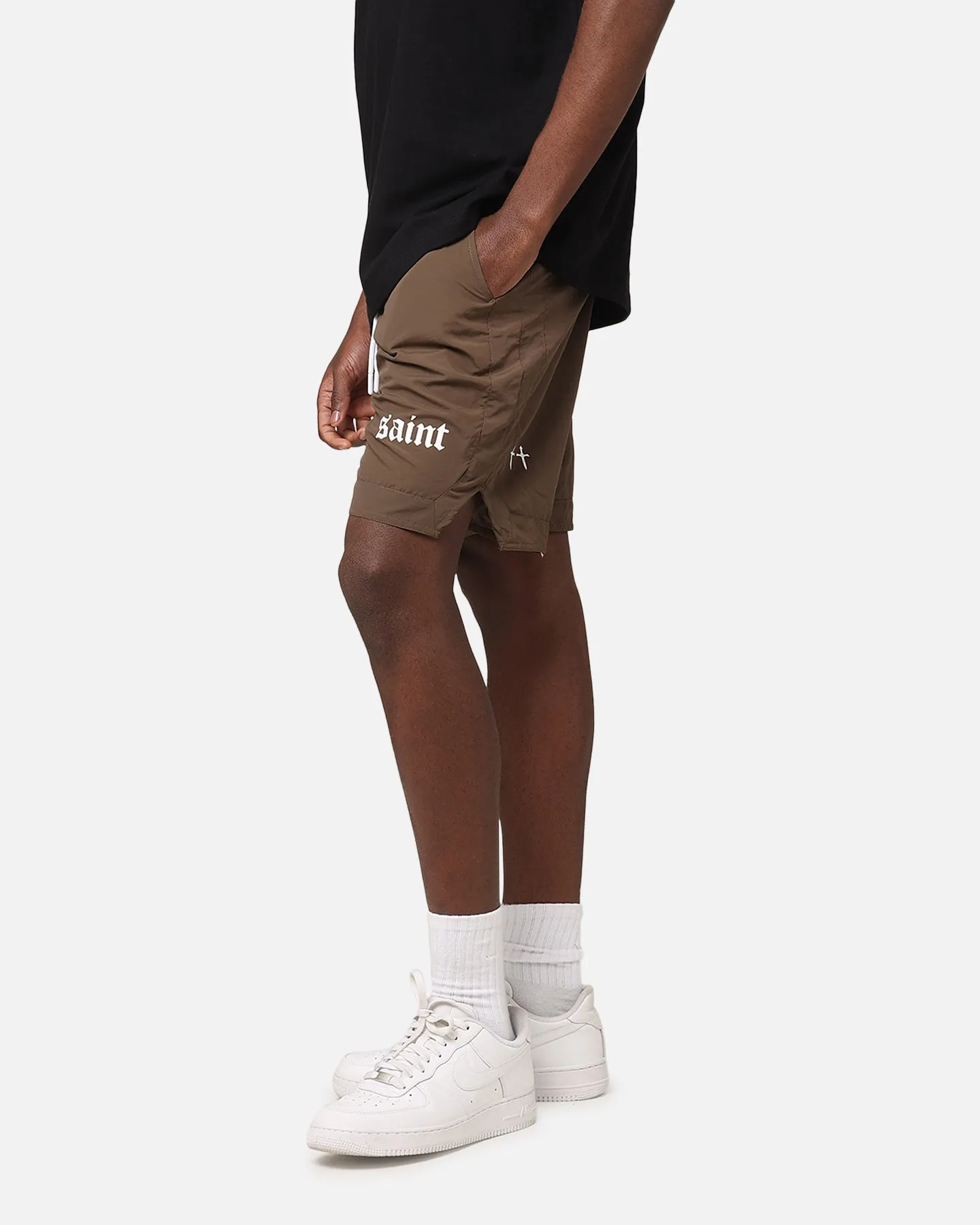Saint Morta Gothic Nylon Shorts Chocolate