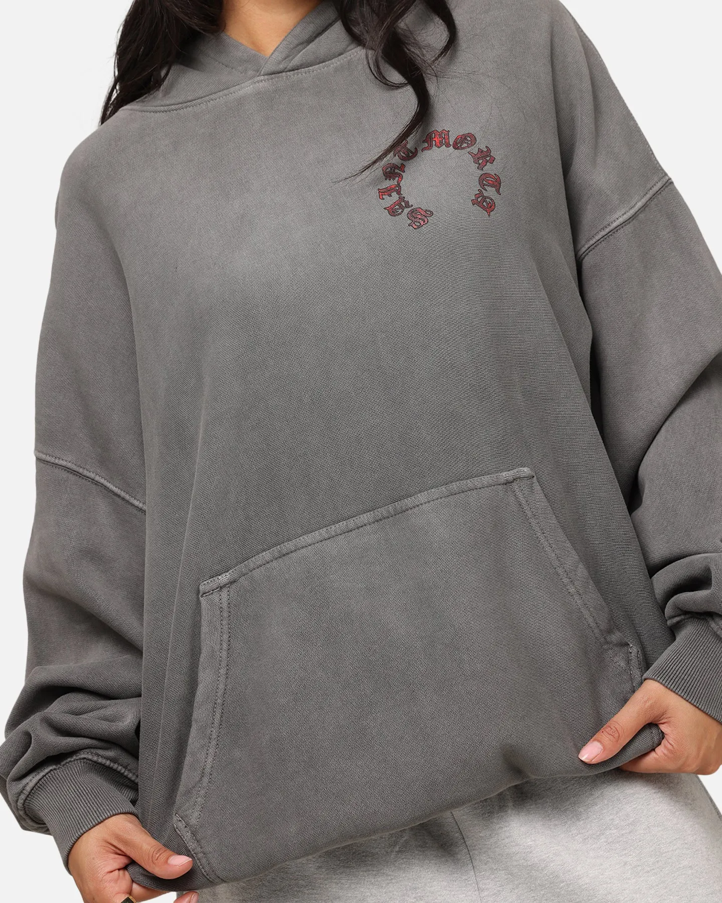 Saint Morta Worldwide Boxy Hoodie Washed Charcoal