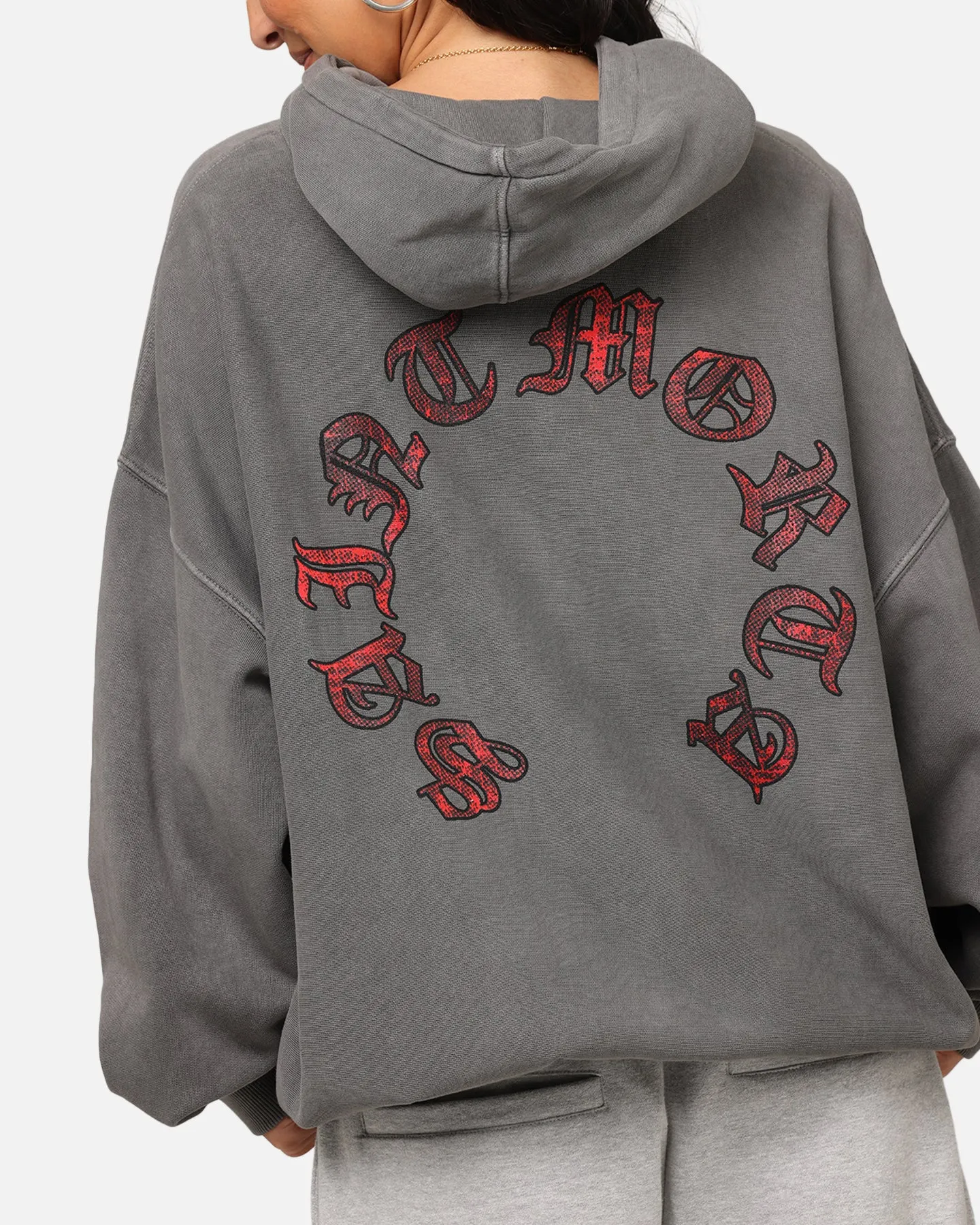 Saint Morta Worldwide Boxy Hoodie Washed Charcoal