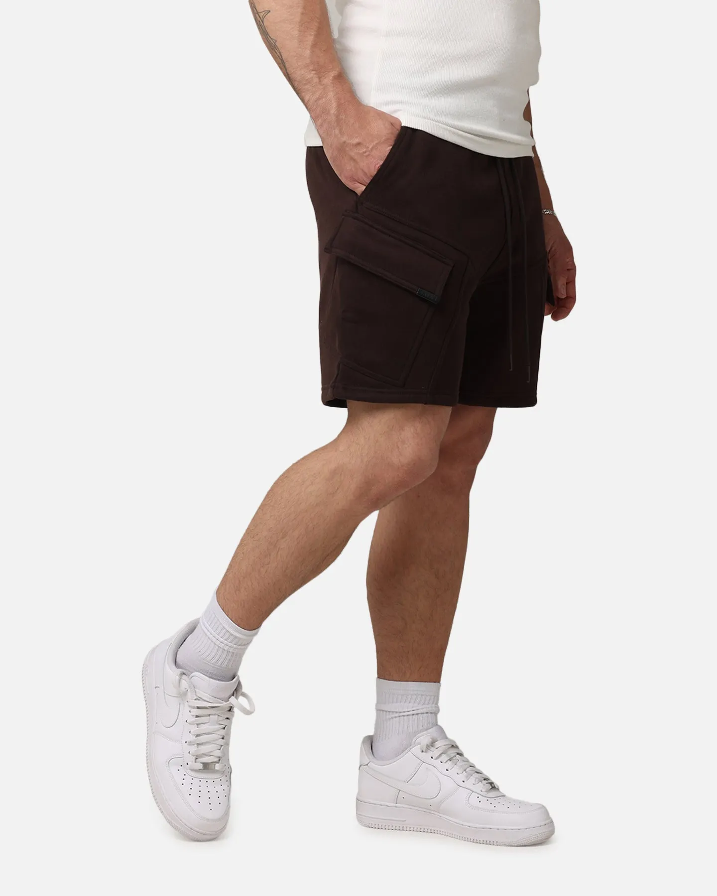 Saint Morta Worldwide Sweat Cargo Shorts Dark Brown