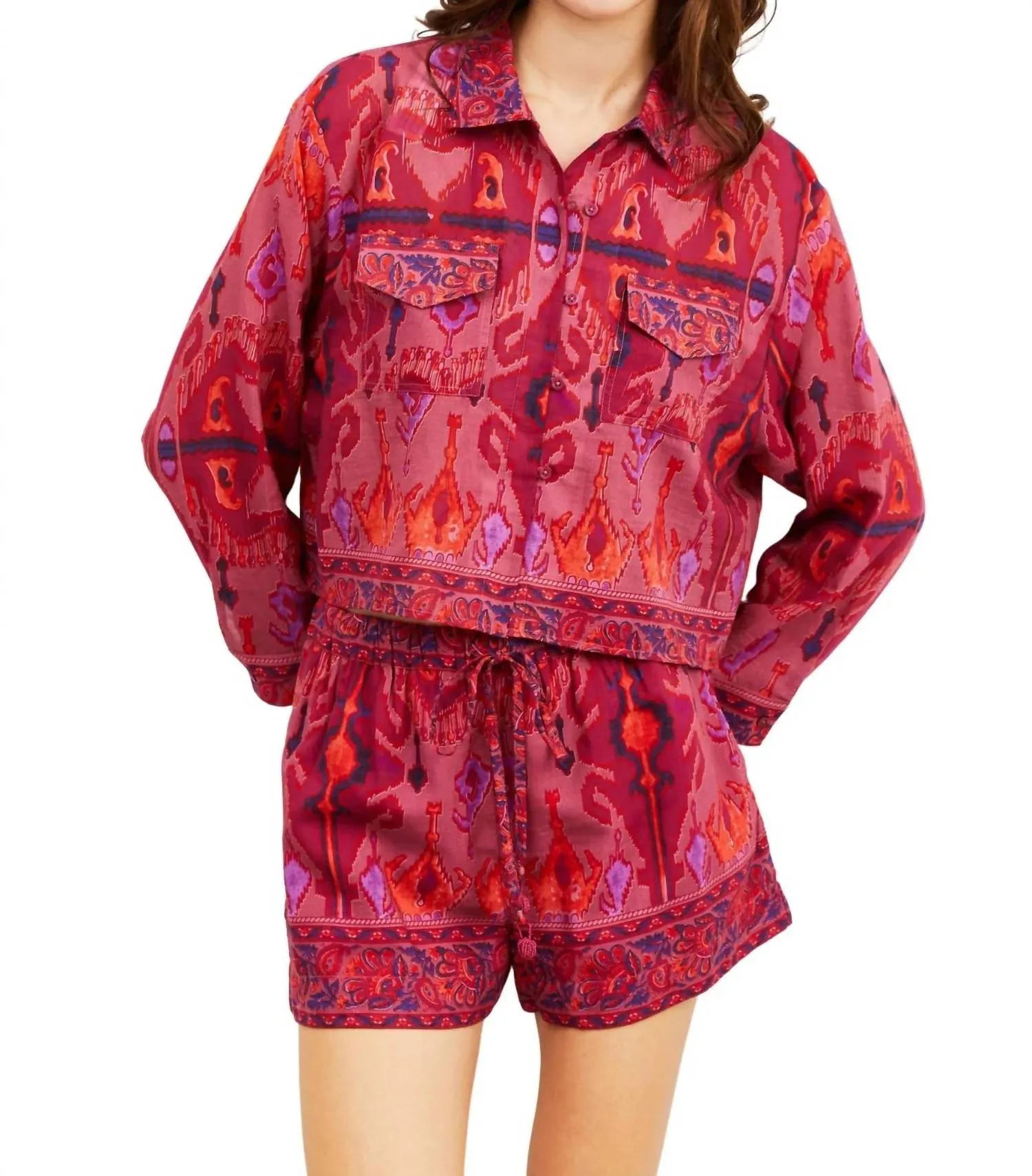 Samba Ikat Print Pull On Shorts