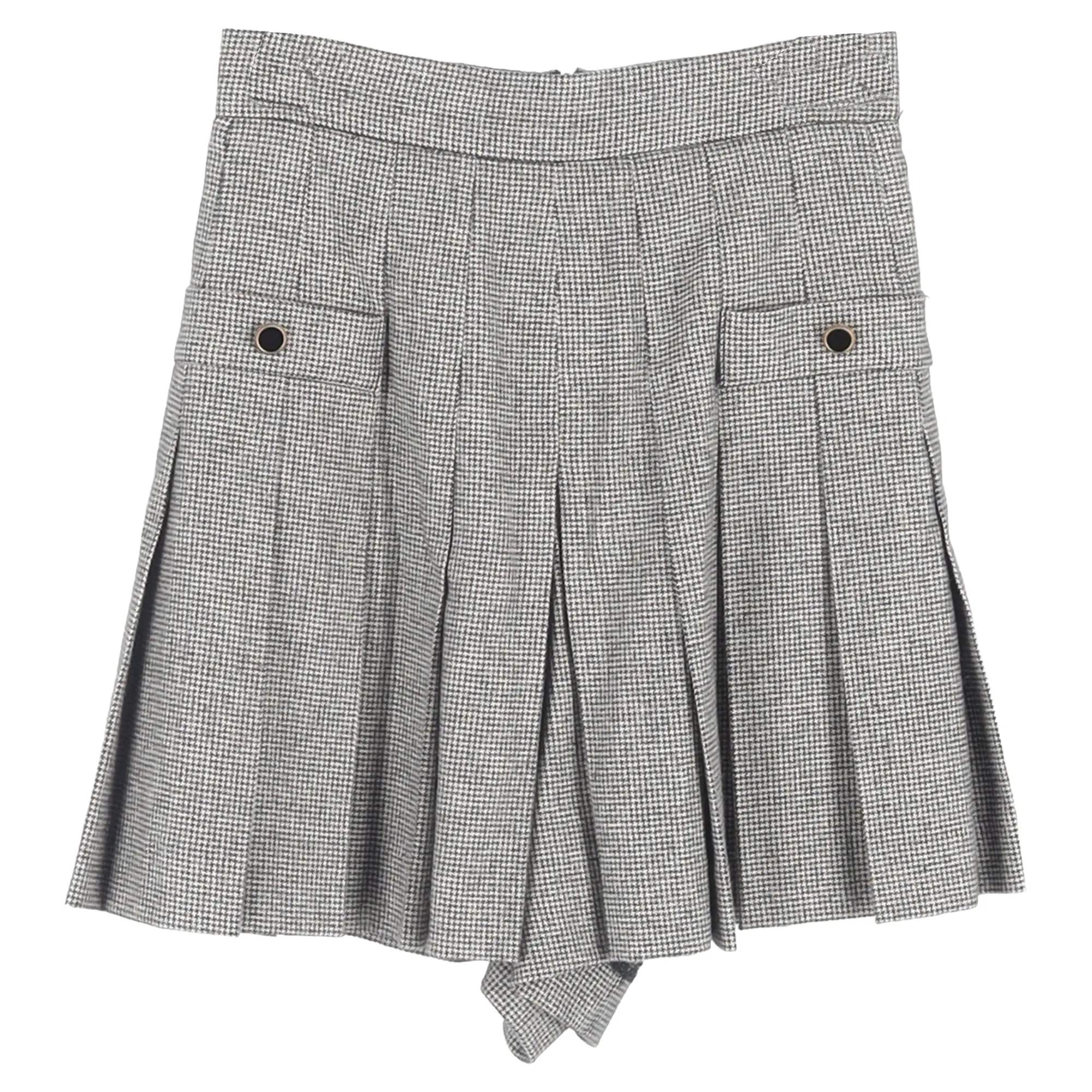 Sandro Courney Houndstooth Shorts Black Viscose
