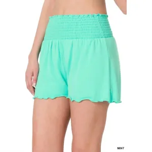 Smocked Lounge Shorts In Mint