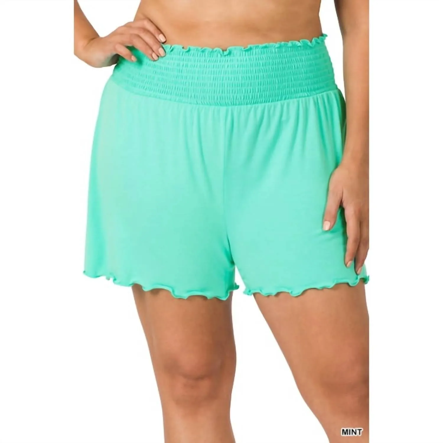 Smocked Lounge Shorts In Mint