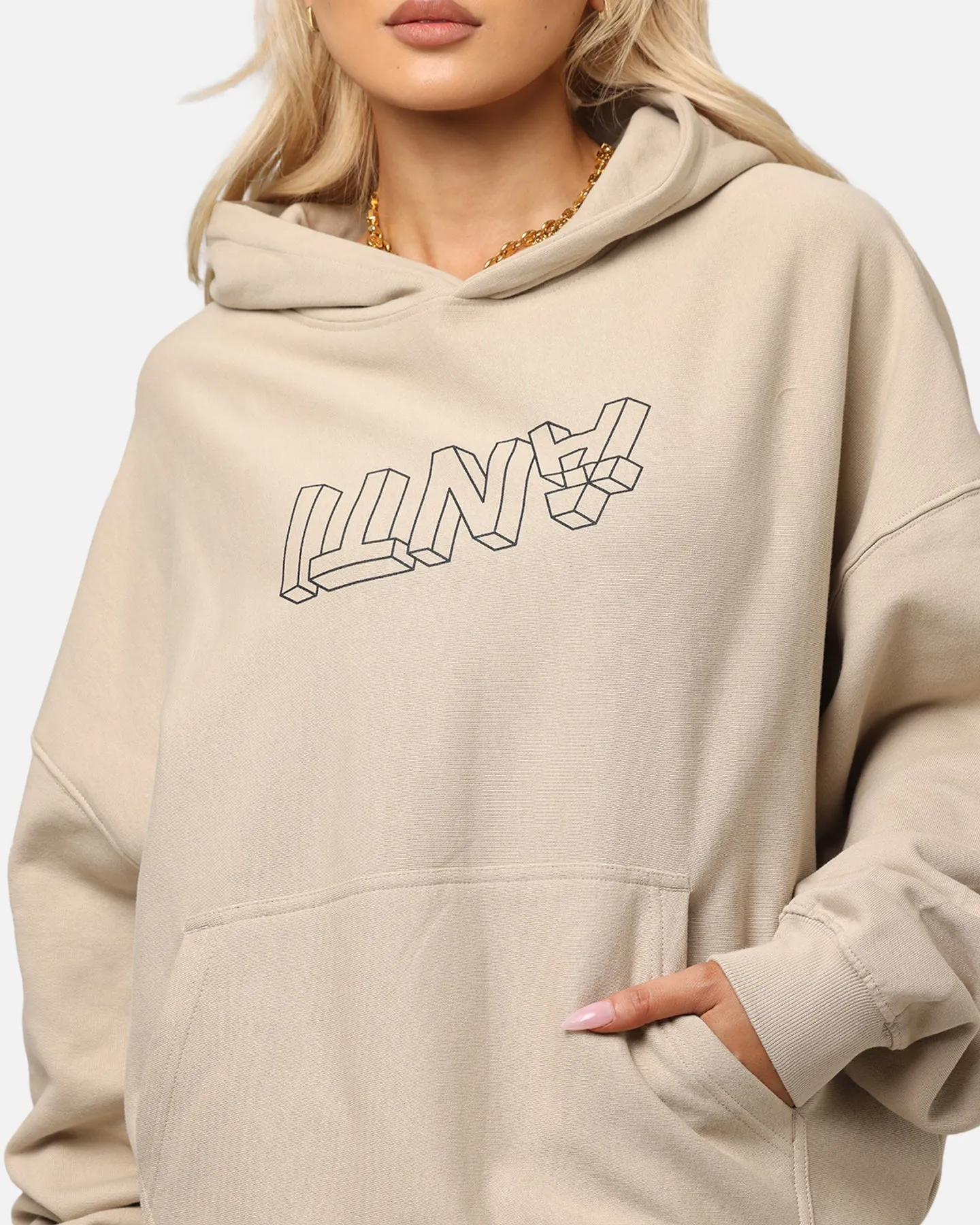 The Anti Order Dimension Boxy Hoodie Stone