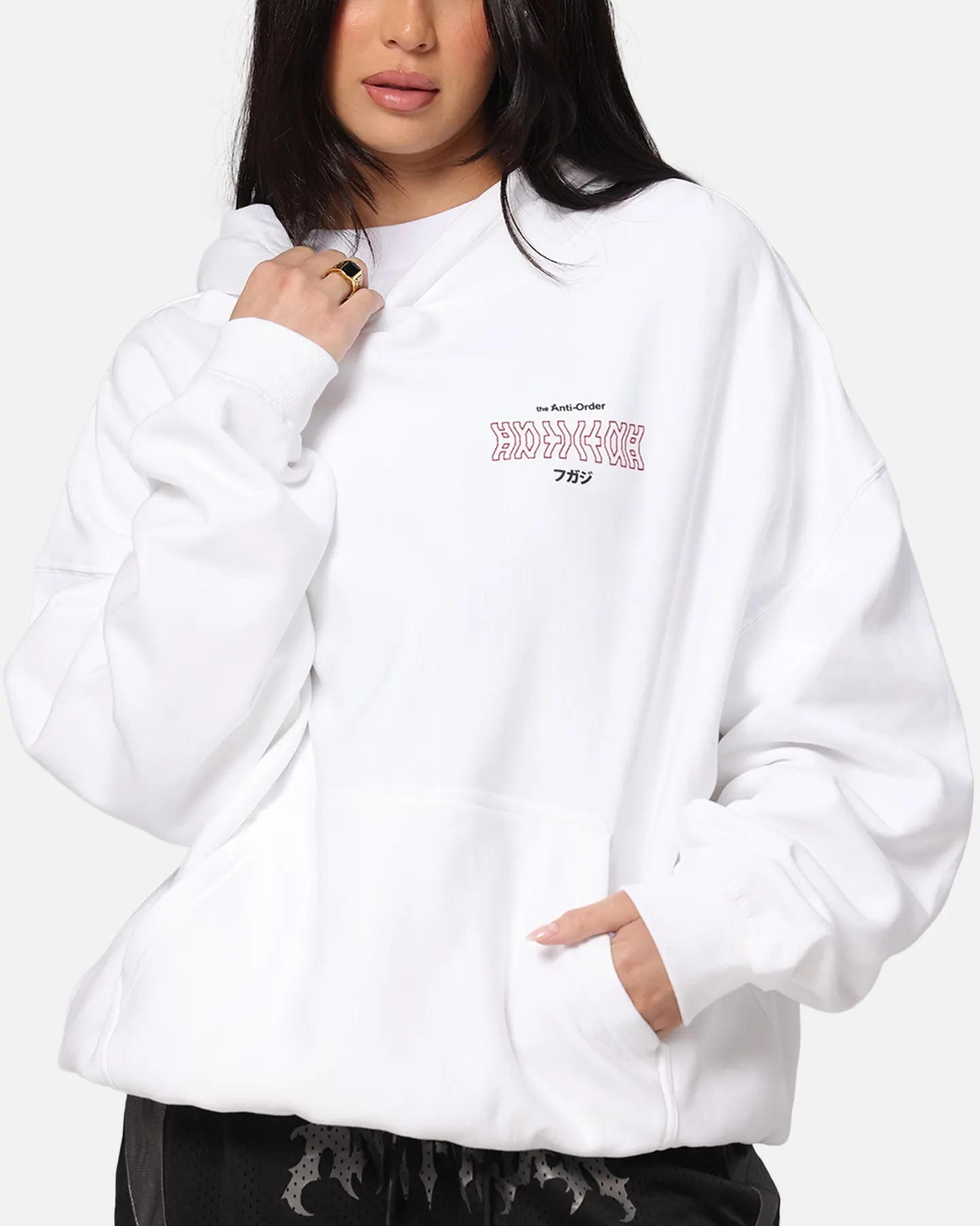 The Anti Order Freedom Boxy Hoodie White