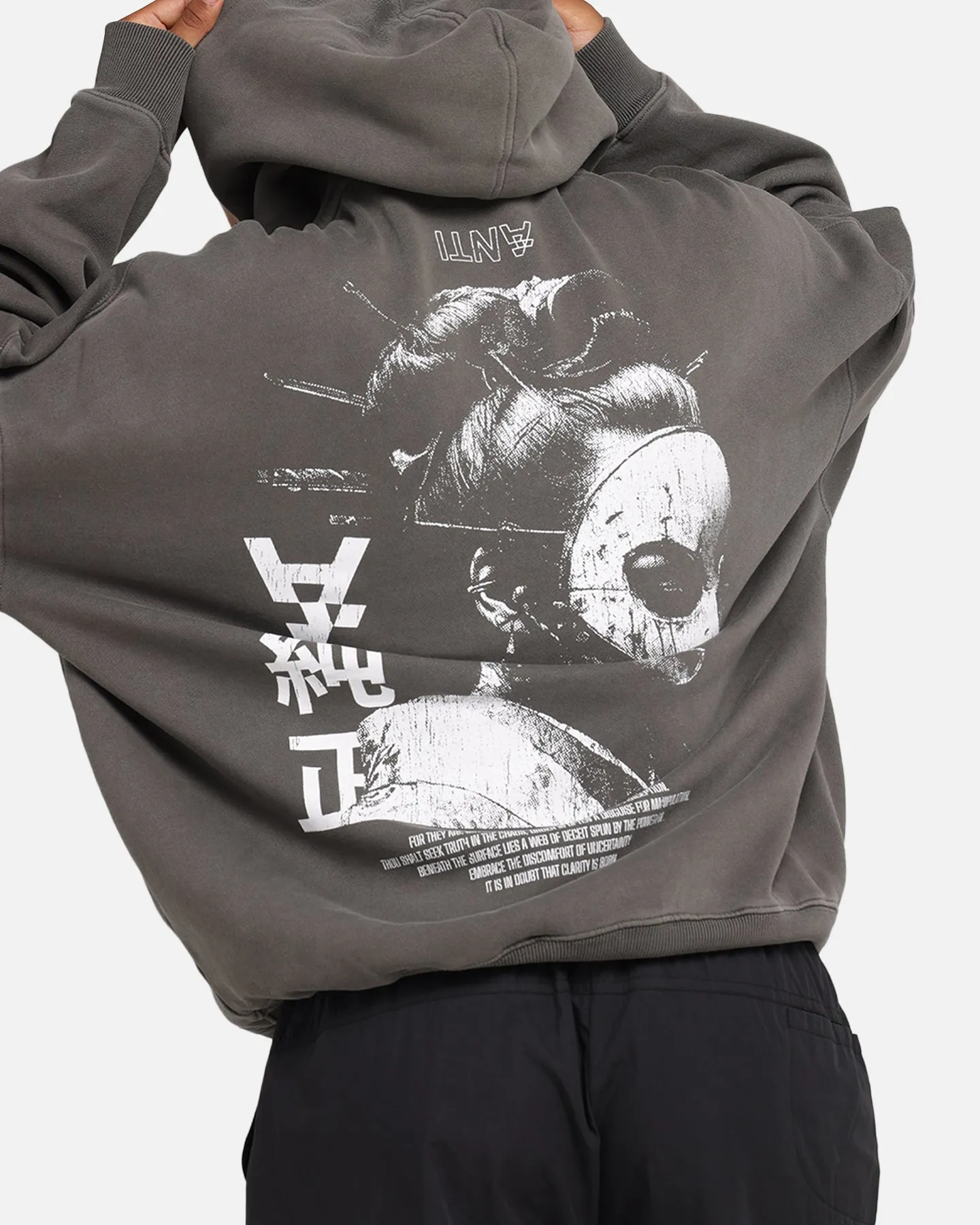 The Anti Order Truth In Chaos Boxy Hoodie Washed Charcoal