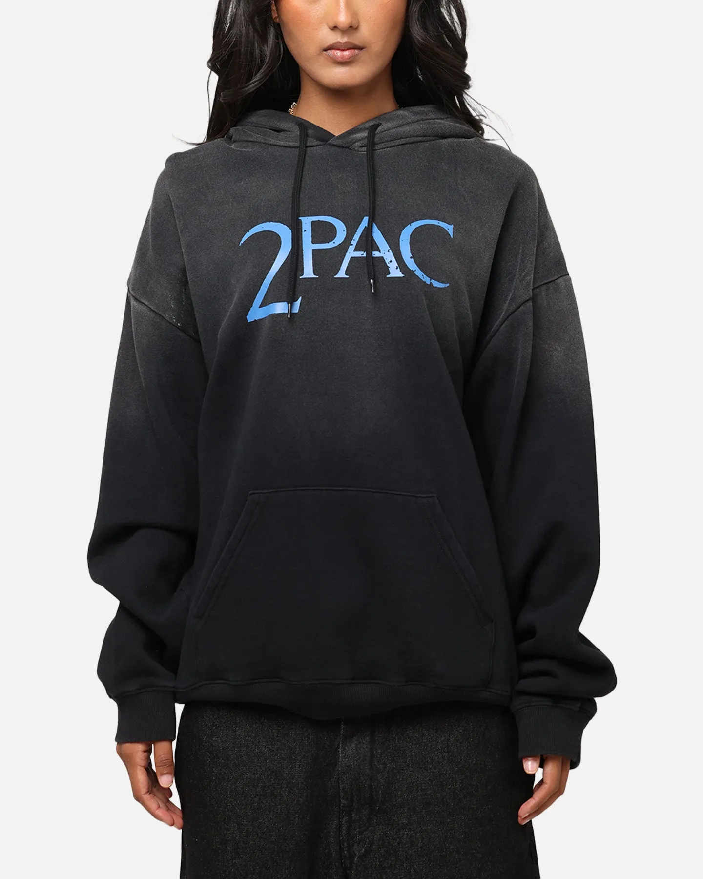 Tupac Super Fade Hoodie Washed Black