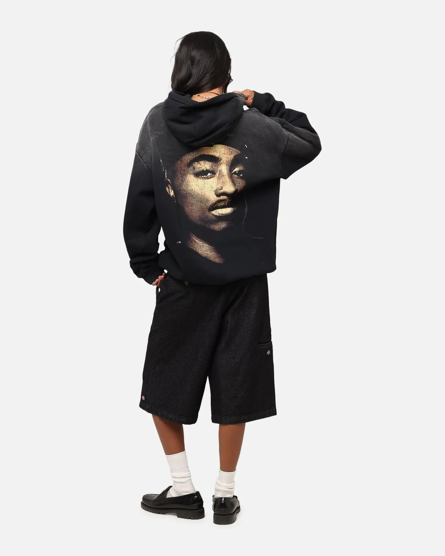 Tupac Super Fade Hoodie Washed Black
