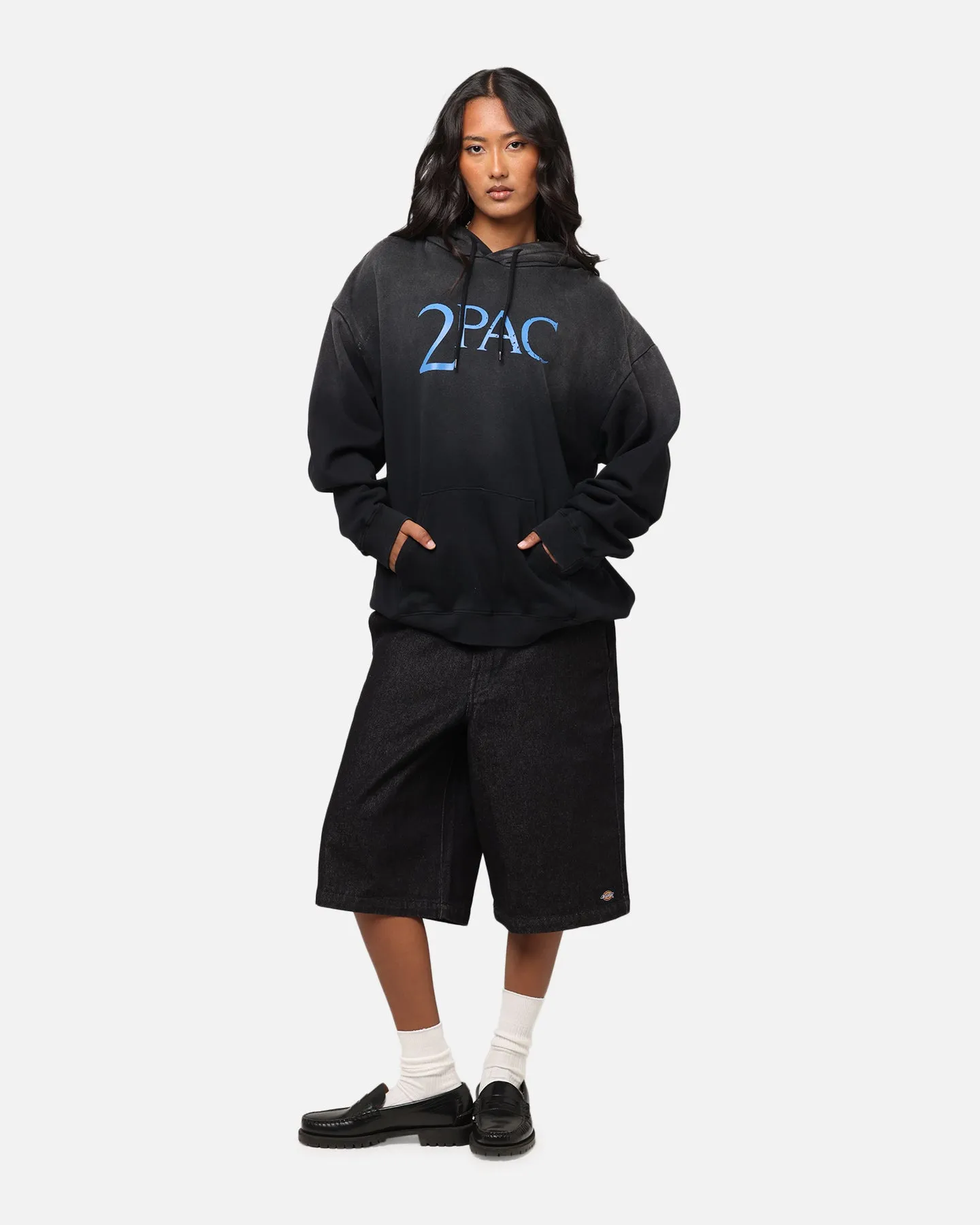 Tupac Super Fade Hoodie Washed Black