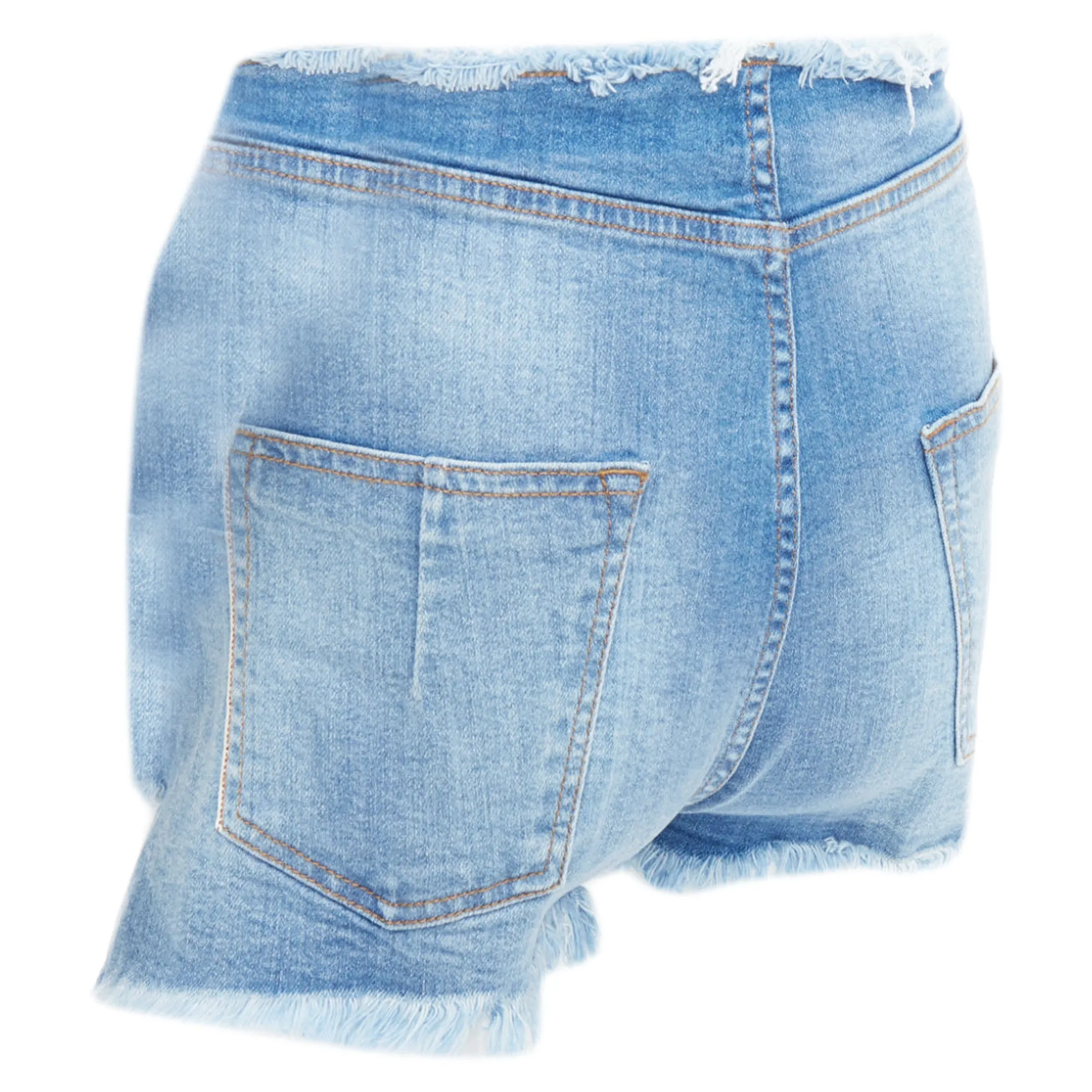 Unravel Project washed denim laced front cut off shorts