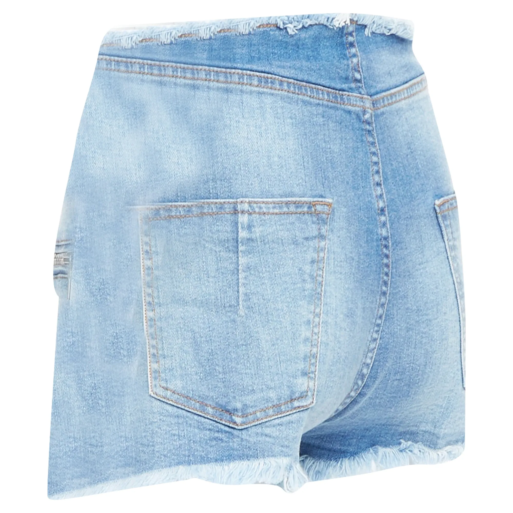 Unravel Project washed denim laced front cut off shorts