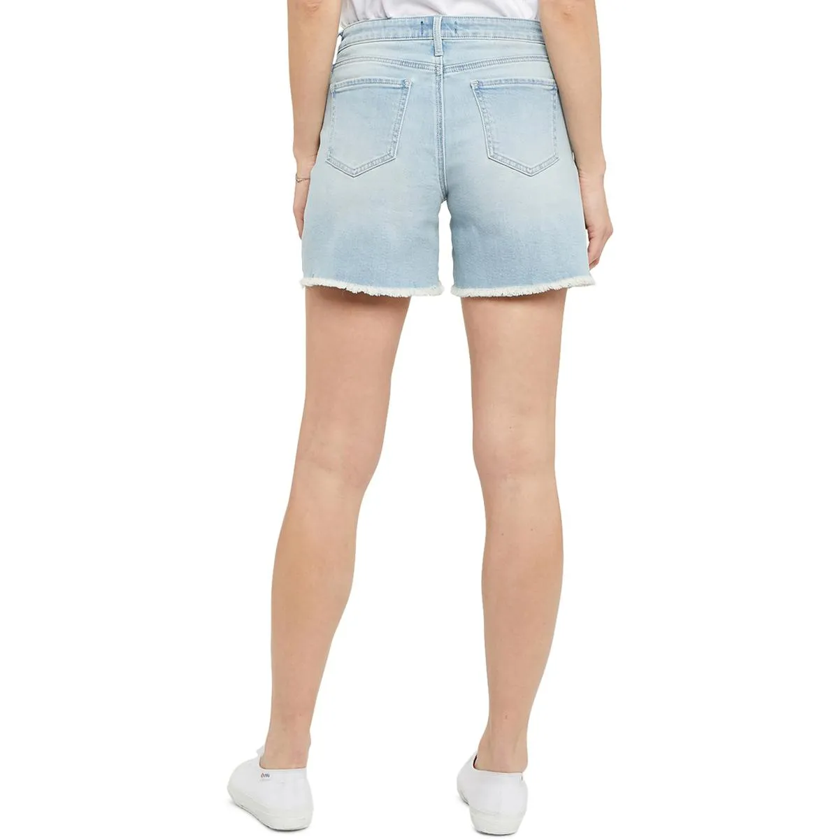 Womens Medium Wash High-Rise Cutoff Shorts