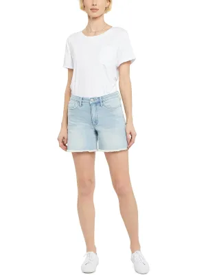 Womens Medium Wash High-Rise Cutoff Shorts