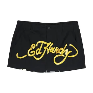 Women's Skull Poplin Mini Skirt/short In Black